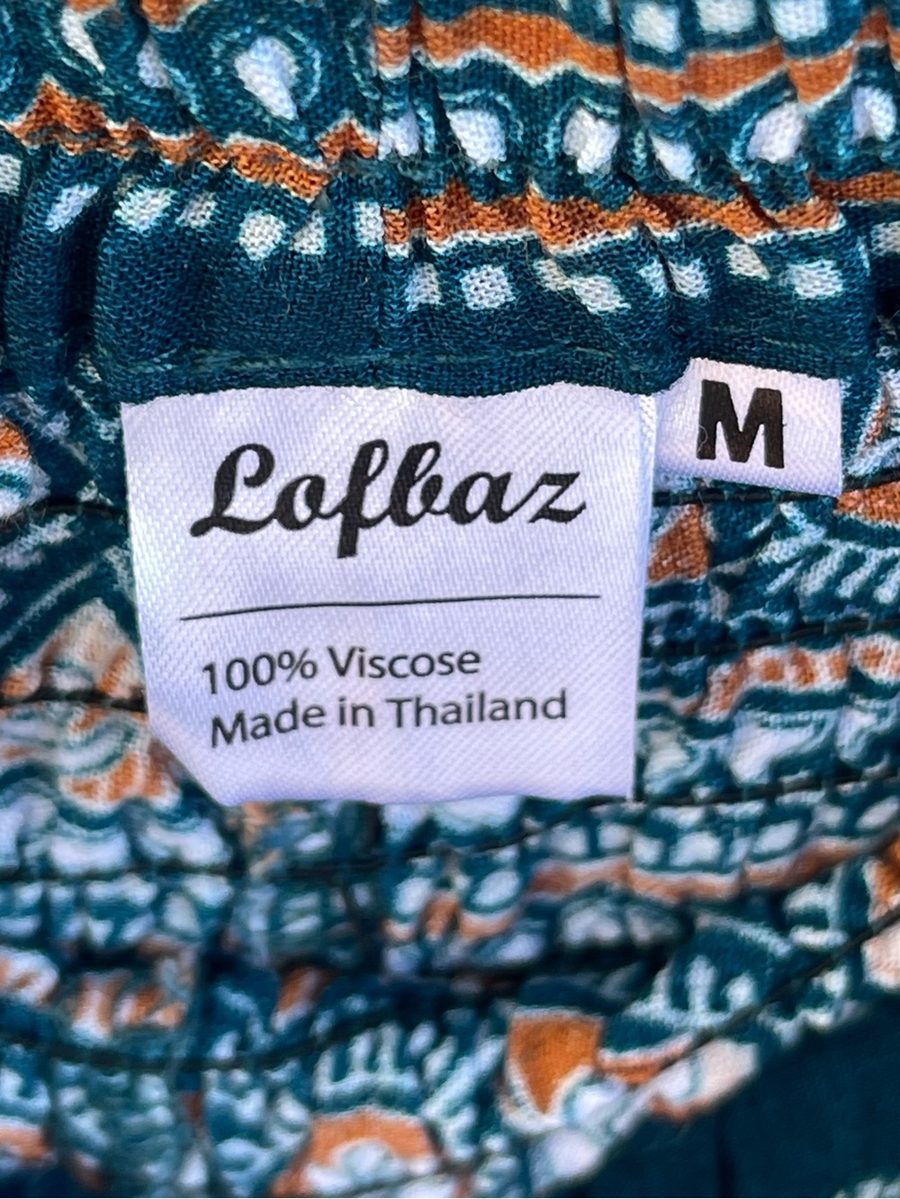 Lofbaz Teal & Orange Printed Viscose Pants Loose Fit Jogger Style - Picture 3 of 4